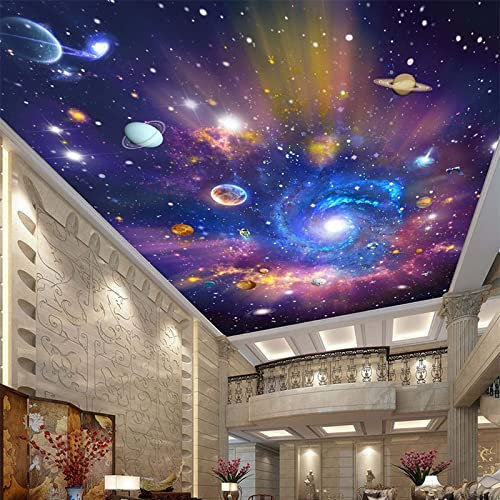 TANYANG Papier Peint Photo Personnalisé 3D Étoile Univers Galaxie Peintures Murales Tissu Mural Chambre D'Enfants Salon Étanche Plafond Papier Peint 3 D 350Cm(W)×245Cm(H)