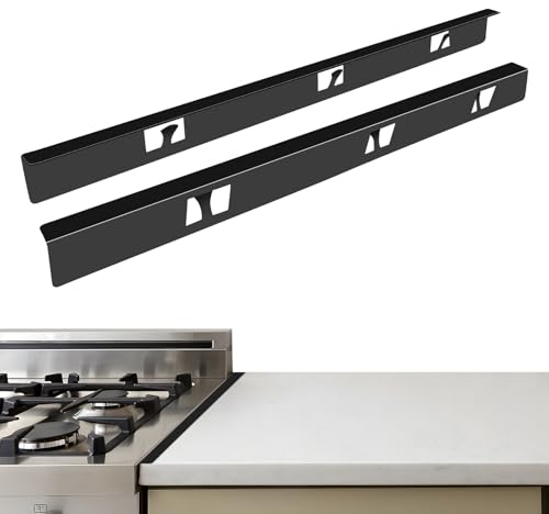Stove Gap Covers,Stove Gap Filler, Range Trim Kit, Stove Gap Guards, Heat Resistant and Easy to Clean （Aluminum Black 23.4 in.）