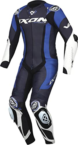 Ixon Vortex 3 Tuta in pelle da moto in 1 pezzo (Black/Blue/White,XL)