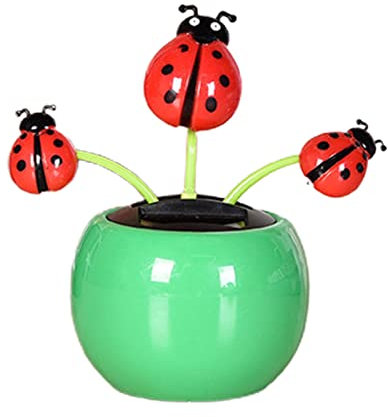 Jildouf Fiori danzanti a energia solare, fiori danzanti alimentati a energia solare, ornamento per auto a forma di testa oscillante, giocattolo animato oscillante per auto, casa, scrivania, nessuna