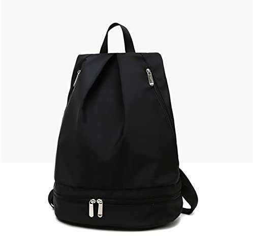KLZUOPT Wanderrucksack Sporttasche Damen Wasserdichter Rucksack Umhängetasche Mann Trocken Nass Trennung Schwimmzubehör Seesack Weiblich Blosa (Farbe: Schwarz)