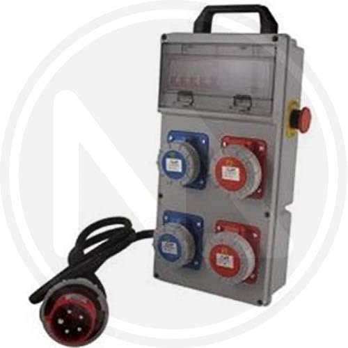 QUADRO ELETTICO PORTATILE 2+2 PRESE + PULSANTE EMERGENZA
