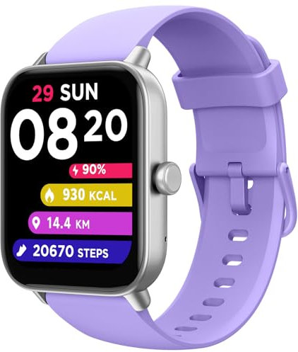 TOOBUR Smartwatch für Damen mit Alexa und Telefonfunktion, 1,8 Fitnessuhr mit 100 Sports, 24/7 Puls, Schrittzähler und Fitness-Tracker, IP68 Wasserdicht für Schwimmen, Kompatibel Android iOS