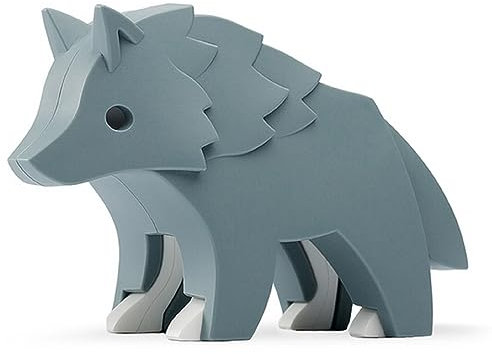 Halftoys - 479-09 - Wolf, Puzzletier zum zerlegen, mit Skelett, 10cm x 6cm x 2,4cm, grau, Forest Friends
