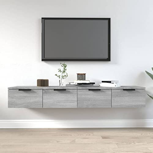 GuyAna Wandschränke 2 STK. Grau Sonoma 68x30x20 cm Holzwerkstoff HäNgeschräNke FüRs Bad Schrankaufsatz