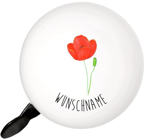 Mr. & Mrs. Panda Fahrradklingel Personalisiert Blume Mohnblume - Personalisierte Geschenke, XL, Mohn, Motivation, Mit Namen, klingel, Selbstliebe, Glaube, Garten, Religion