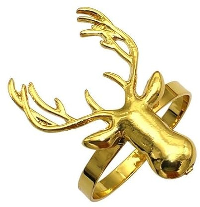 Bafnsiji Serviettenring, Hirschkopf Serviettenringe Set von 6, Weihnachten Serviettenringe Set, Xmas Deer Serviettenringe, antike Kupfer Serviettenhalter, Metall Serviettenschnalle Halter Set