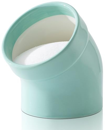 TreaHome Salt Cellar, Modern Ceramic Salt Pig, Salt Containers for Countertop, Sugar Container, Sugar Jar, Easy Access, Dishwasher Safe (Mint Green)