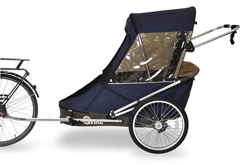 Trailer med speciella behov – stor inkluderar barnvagn och joggingkit – marinblå/brun