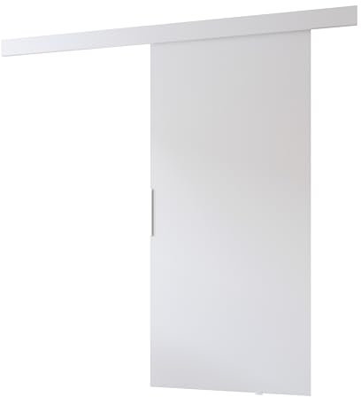 MINIO go for it - Porte Coulissante Interieur avec Rail CLEAN A, Portes Coulissantes Murales Intérieures, Coulis, Complet Raille Doors, Ensemble Porte Interieur (Blanc Mat 106x205 cm)