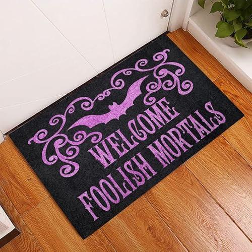 MIAOMANSENSTORE Fußmatte innen außen fussmatte Haunted Mansion, Fußmatte, Halloween-Dekor, Haloween-Geschenke, Willkommen närrische Sterbliche, Geschenke für sie, Out Door Deko Wohnzimmer