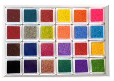 24 Farben Fingerabdruck Stempelkissen Kinder Ungiftig Abwaschbar Stempelkissen Bunt Fingerabdruck Set Fingerstempelfarbe Stamp Pad für Silikonstempel Scrapbook Papier Handwerk Malerei