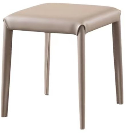 Stapelhocker 2er Set, Hocker Metall Schminkhocker Sitzhocker, Fußhocker Sitzhocker Quadratischer Schwammgefüllter mit Stabilen Metallbeinen Mocha Color,2 Pcs