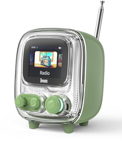 Divoom Tiivoo-2 Altavoz Retro Bluetooth con función Adicional de Radio FM, Pantalla de píxeles, decoración Vintage, Ideal para Dormitorio, Escritorio y Exteriores, Color Verde