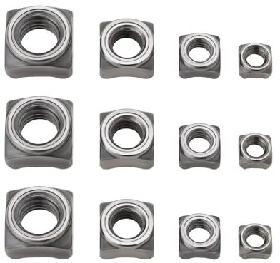 LT Easiyl 100x Kit Surtido de Tuercas Cuadradas de Acero M5x0.8mm M6x1.0mm M8x1.25mm M10x1.5mm Tuercas de Soldadura de Paso para Tubos Muebles Mesas Estantes