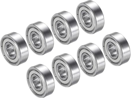 PATIKIL 8x22x7mm Skateboard Bearing, 8 Pack 608ZZ Steel Ball Bearings Double Rubber Sealed Shielded Miniature for Scooters Roller Skates, Silver
