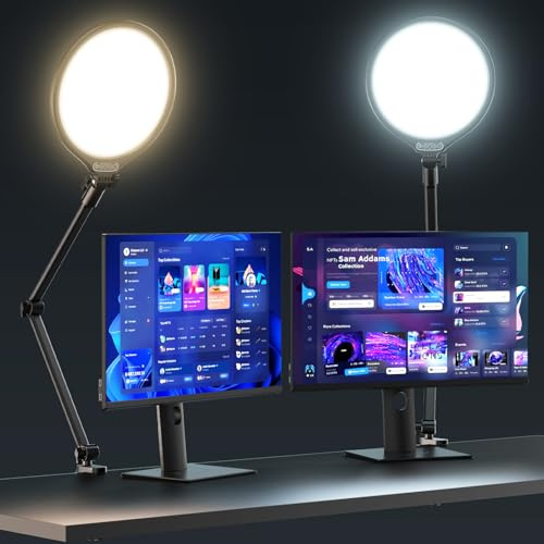 UBeesize 10 Key Light for Streaming, Desk Ring Light with Adjustable Arm, Zoom Lighting for Home Office, Gaming, Podcast, Video Calls, and Recording