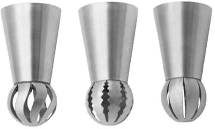Jeorywoet Russian Piping Tips Set Stainless Steel Flower Frosting Ball Icing Piping Nozzles 3PCS Russian Icing Piping Nozzles