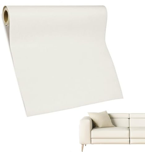 Kit di riparazione in pelle PU, 60 x 137 cm, autoadesiva, in pelle, per auto, divano, sedia da ufficio, mobili (bianco)