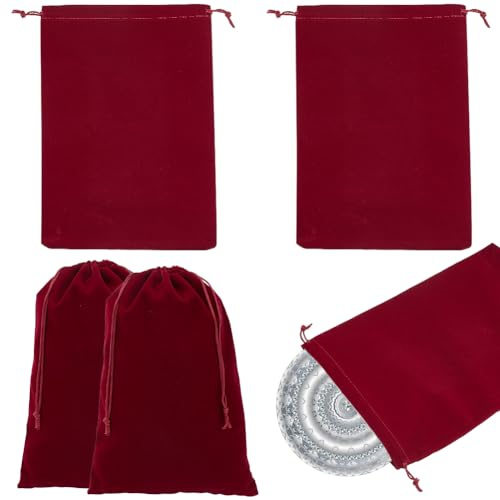 Beebeecraft 5 bolsa de Terciopelo con Cordón para Joyería Bolsas de Regalo Grandes Color Rojo Oscuro Paquete de 11.8x7.9 pulgadas Bolsas Antipolvo para Cumpleaños Bodas Fiestas