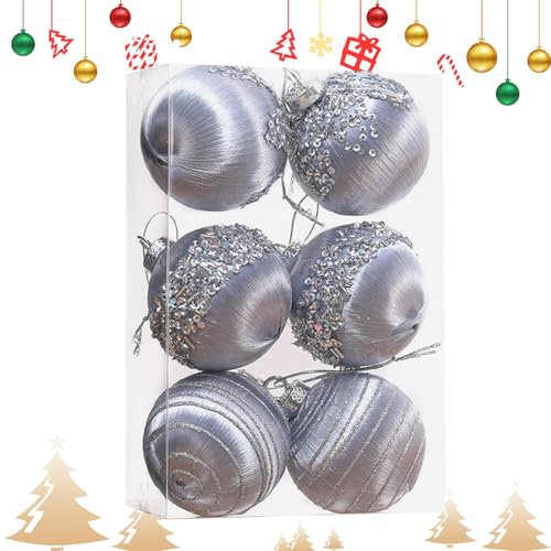 Palline di Natale infrangibili – Decorazioni per palline di Natale, palline di Natale in velluto, set di 6 palline di albero di Natale in velluto con spago in metallo per feste a casa