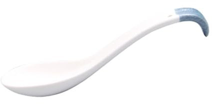 Japanese Style Ceramic Curve Handle Soup Spoon for Home Use
