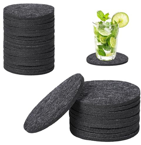 OWLMATE 30 Set Untersetzer Gläser, Filzuntersetzer Rund, Glasuntersetzer Filz, Coasters Rutschfester Hitzebeständiger für Tassen Tisch Bar Getränke
