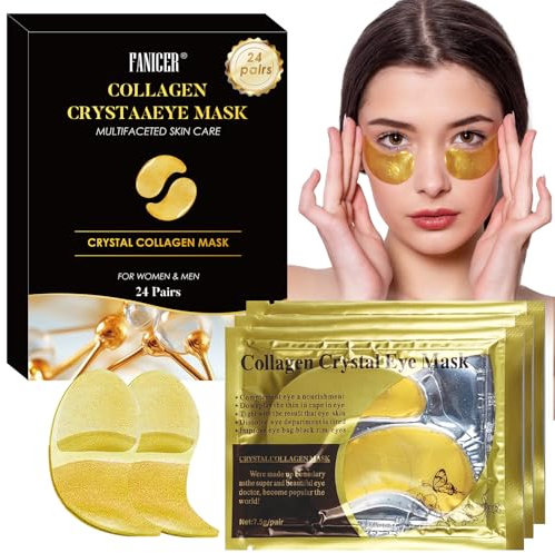 24 Paia Patch Occhi,24K Oro Maschera Occhi,Contorno Occhi Eye Patch,Per occhi gonfi,idratante,Rimuovi borse e occhi Gonfi,idratante,lenitiva,Rimuovi Puffiness