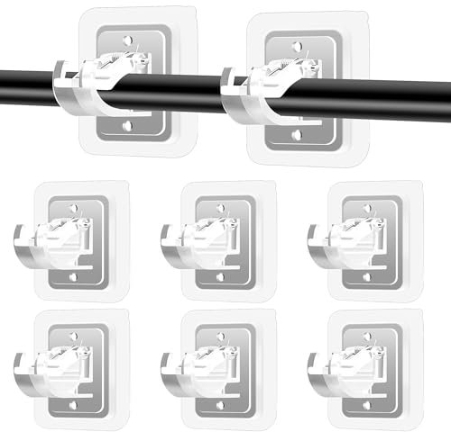8PCS Self-Adhesive Curtain Hooks,No Drill Curtain Pole – Easy Install Pole Brackets, Adjustable Rods, Perfect for Doors, Windows & Swinging Doors Accessories for Home Use