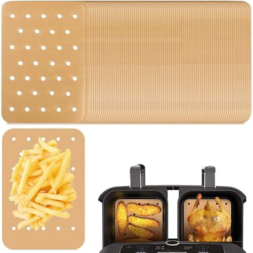 QZKJQDD Lot de 200 feuilles de cuisson rectangulaires pour friteuse à air chaud, compatibles avec Ninja Airfryer AF300EU et AF400EU, papier sulfurisé pour friteuse à air chaud, micro-ondes