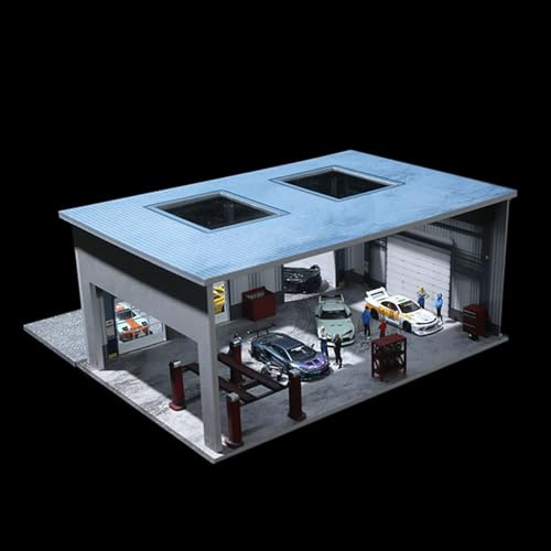 Bivitre 1/64 Diorama Display Case Garage with LED Lights - Compatible with Hot Wheels Matchbox Mini GT Diecast Cars, for 1:64 Model Car Display and Show Off (Factory) | Compatible with Hot Wheels Matchbox Mini GT Diecast Cars, for 1:64 Model Car Display and Show Off