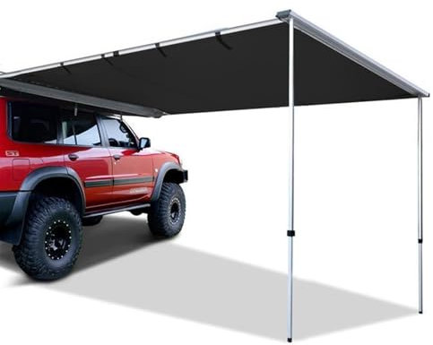 Vehicle Awning Pull-Out Sun Shade Shelter, Adjustable Height Car Side Awnings, Overland Tent Campervan Awning, Roof Tent Camping, Aluminum Alloy Frame, PU5000mm Waterproof UV50+(160x250cm/5.2x8.2ft)