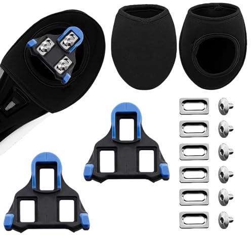 Rbleote 2 Sätze Fahrradschuhe Cleats,Cleats Kompatibel mit SPD Sl,mit 1 Paar Feststell-überschuhen,Verbessern die Fahrsicherheit,rutschfest und Verschleißfest,Geeignet zum Radfahren (Blau)