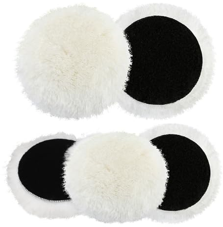 5 Stück Polierpads 150mm - Klett Wolle Polierpads für Exzenterschleifer