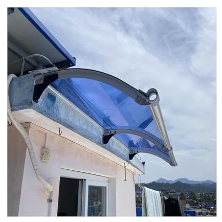 Grande tettoia per finestra con grondaia, tettoia per patio, riparo dalla pioggia, con efficiente sistema di drenaggio, 65 x 200 cm, per uno scarico regolare dell'acqua piovana