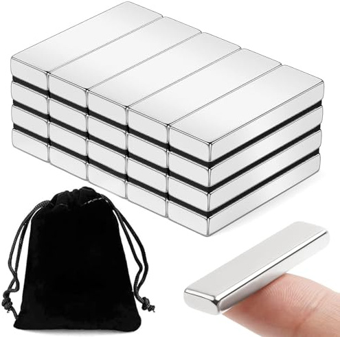 20 Stück Magnete Stark Groß Rectangular Flat, Neodym Magnete Extra Stark 40x10x3 mm, Halt Mini Magnete Magnetplatten Küchenschrank Rechteckige Büro Whiteboard Magnet Magnetplatten