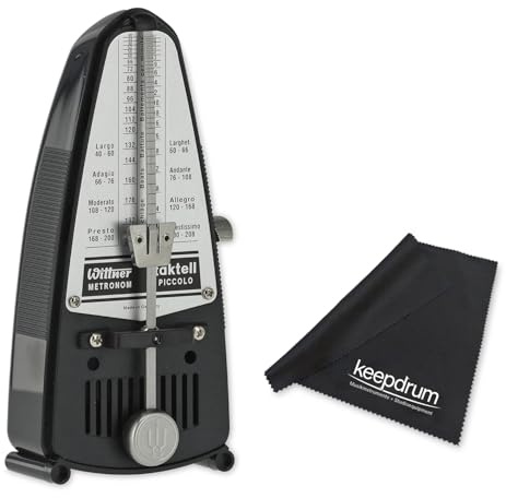 Wittner Piccolo 836 mechanisches Metronom Schwarz mit keepdrum Mikrofasertuch