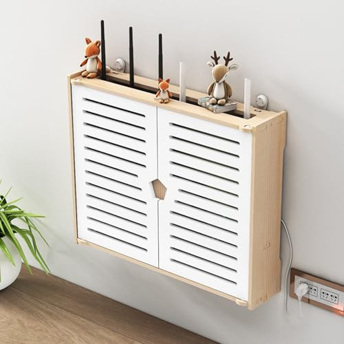 Router rack-Halterung wandmontiert, Netzwerkschrank, Router Schrank, Doppeltür-Design, Wandmontage Wohnzimmer Schrank Jalousien Dekoration, für Zuhause und Büro(38*47*10cm/14.9*18.5*3.9in)