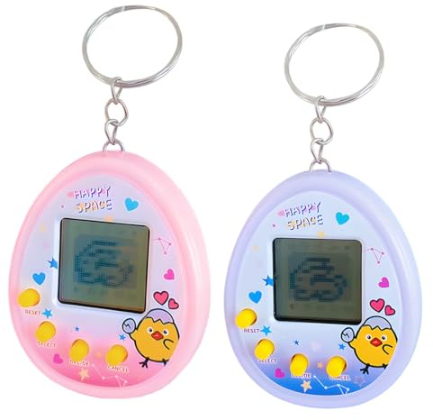Tomedeks 2 Stück Elektronische Haustier Spielmaschine, Tragbar Handheld Virtuelle Haustiere Spielzeug mit Schlüsselbund, Tier Spielekonsole für Erwachsene und Kinder（B）