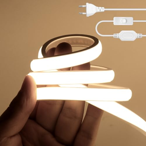 HEGEHE 288 LEDs/m Striscia LED COB, 220-240V impermeabile flessibile FCOB luce al neon CRI85+ 0,5M bianco naturale 4000K uniforme senza punti oscuri, decorazione per camere da letto, armadi e cucine