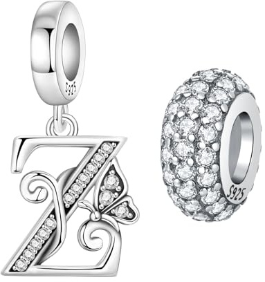 PANPOKI 2 st bokstavshängen i silver alfabet för armband, hängsmycken, smycken, europeiska armband, halsband, smycken gåvor för kvinnor, universell kompatibel berlock i silver, Charms di compatibilità