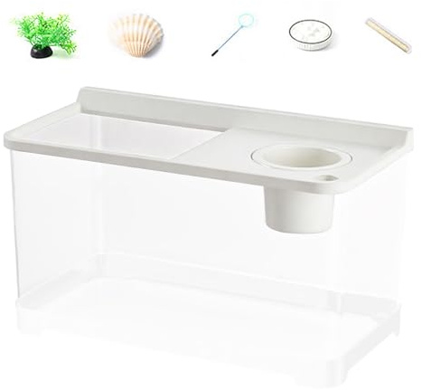 Betta akvarium med 3 färger belysning - dekorativ fiskburk - 360° vision för kontor, vardagsrum, entré, sovrum, heminredning