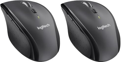 Logitech M705 Marathon Kabellose Maus, 2,4 GHz mit USB-Unifying-Empfänger, 1000 DPI, 5 programmierbare Tasten, Kompatibel mit PC, Mac, Laptop und Chromebook - Grau (2 Stück)