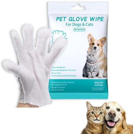 SVVOMALCLO Pet Wash Gloves, 12 PCS Grooming Mitts for Effortless Dog & Cat Care, Hypoallergenic & Deodorising Waterless Cleansing for Fur, Face, Paws, Ears & Butt, Reusable Bathing Gloves