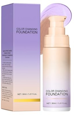 Color Changing Foundationed, Liquid Base Makeup Full Coverage Concealer Hides Wrinkles & Lines Womens Girls Color Changing Liquid Base Makeup Change to Your Skin Tone