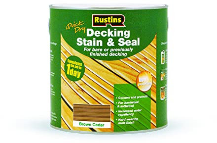 Rustins DEBC2500 2.5L Decking Stain - Brown Cedar - Weatherproof Finish for Outdoor Wood Protection in 3 Stunning Wood Colours; Long-Lasting and Sustainable