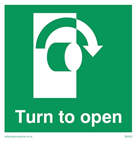 Viking Schilder sa403-s85-v Pfeil nach rechts unten Turn to open Zeichen, Vinyl, 85 mm H x 85 mm w