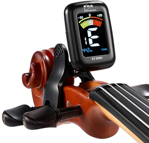 ENO MUSIC Professional Violin Viola Tuner, Colorful LCD Display Easy Control Clip on Accurate Violin Tuner