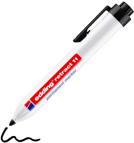 edding retract 11 marqueur permanent - noir - 1 stylo - pointe ronde 1,5-3 mm - résistant à l'eau, séchage rapide -pour une utilisation facile d'une seule main - pour carton, plastique, bois, métal