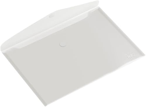 HF2 Plånboksmapp (paket med 10) | A4-storlek | Kuvertdokumentmapp med kardborrstängning | genomskinlig & genomskinlig | för hem, kontor, skola och företag | Landskap dokumentorganiserare och hållare